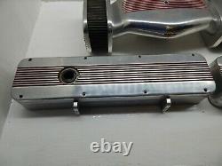 B&m Aluminum Valve Covers And Air Cleaner Set Sbc Small Block Chevy Rare Vintage