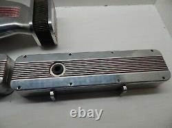 B&m Aluminum Valve Covers And Air Cleaner Set Sbc Small Block Chevy Rare Vintage