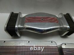 B&m Aluminum Valve Covers And Air Cleaner Set Sbc Small Block Chevy Rare Vintage