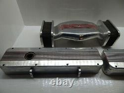 B&m Aluminum Valve Covers And Air Cleaner Set Sbc Small Block Chevy Rare Vintage