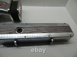 B&m Aluminum Valve Covers And Air Cleaner Set Sbc Small Block Chevy Rare Vintage