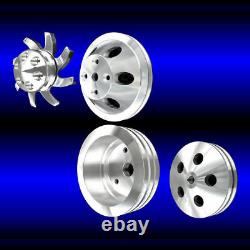 Billet Aluminum Small Block Chevy 4 pulley set long WP with alt ac and ps