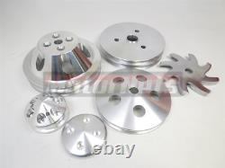 Billet Aluminum Small Block Chevy SBC 2 Groove Short water Pump Pulley Crank SWP