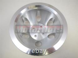 Billet Aluminum Small Block Chevy SBC 2 Groove Short water Pump Pulley Crank SWP