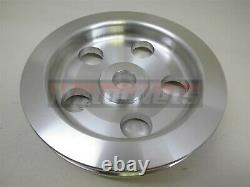 Billet Aluminum Small Block Chevy SBC 2 Groove Water Pump Crank Pulley Kit LWP