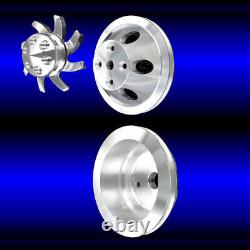 Billet aluminum small block Chevy 3 pulley set long water pump single groove