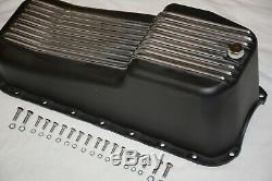 Black 1955-79 Small Block Chevy 265 283 305 350 400 Finned Aluminum Oil Pan SBC