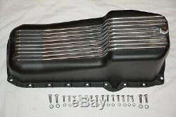 Black 1986-02 Small Block Chevy 265 283 305 350 400 V8 Finned Aluminum Oil Pan