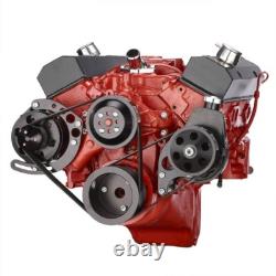 Black Chevy Small Block Serpentine Conversion Kit ALT PS LWP Discounted SBC