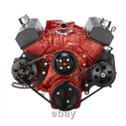 Black Chevy Small Block Serpentine Conversion Kit ALT PS LWP Discounted SBC