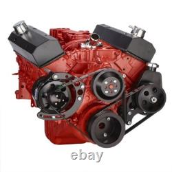 Black Chevy Small Block Serpentine Conversion Kit ALT PS LWP Discounted SBC