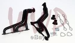 Black Coated Exhaust Headers Kit 35-48 SBC Chevy Small Block V8 Fat Fender Well