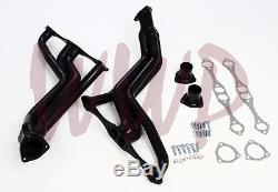 Black Coated Exhaust Headers Kit 35-48 SBC Chevy Small Block V8 Fat Fender Well