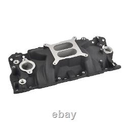 Black Dual Plane Aluminum Intake Manifold For SBC Small Block Chevy 305 350 383