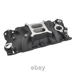 Black Dual Plane Aluminum Intake Manifold For SBC Small Block Chevy 305 350 383