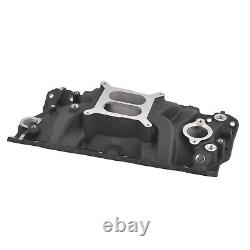 Black Dual Plane Aluminum Intake Manifold For SBC Small Block Chevy 305 350 383