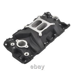 Black Dual Plane Aluminum Intake Manifold For SBC Small Block Chevy 305 350 383