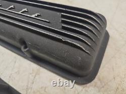 Black Finned Corvette Script Valve Covers For Small Block Chevy Original