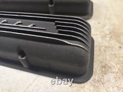 Black Finned Corvette Script Valve Covers For Small Block Chevy Original