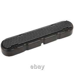 Black LS Finned Cast Aluminum Valve Covers For Chevy Small Block SB V8 293 325