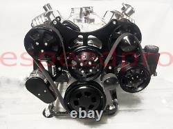 Black SBC Serpentine Pulley Conversion Kit Small Block Chevy 350 P/S A/C ALT SWP
