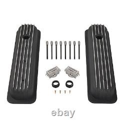 Black Short Finned Valve Cover For Small Block Chevy Vortec 5.0 5.7 350 87-97