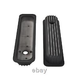 Black Short Finned Valve Cover For Small Block Chevy Vortec 5.0 5.7 350 87-97