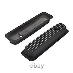 Black Short Finned Valve Cover For Small Block Chevy Vortec 5.0 5.7 350 87-97