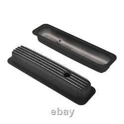Black Short Finned Valve Cover For Small Block Chevy Vortec 5.0 5.7 350 87-97
