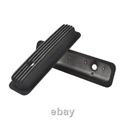 Black Short Finned Valve Cover For Small Block Chevy Vortec 5.0 5.7 350 87-97