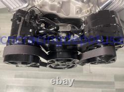 Black Small Block Chevy SBC 350 400 SWP Front Serpentine Pulley Drive System Kit