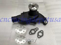 Black Small Block Chevy SBC 350 400 SWP Front Serpentine Pulley Drive System Kit