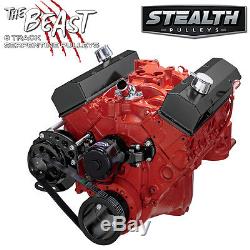 Black Small Block Chevy Serpentine Conversion Kit Alternator Only, Electric WP
