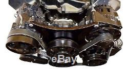 Black Small Block Chevy Serpentine Front Drive System Complete W P/S Reservoir