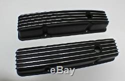 Chev Small Block Black Rocker Covers Tall Style Finned Suit Sbc 283-327-350-400