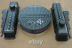 Chevrolet Flag Finned Design Tall Valve Cover 14 Air Cleaner Breather PCV Set