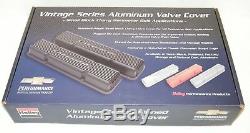 Chevrolet SBC Black Valve Covers Finned Chevrolet Script Aluminum 283 327 350