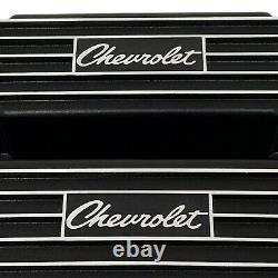 Chevrolet Script Valve Covers for Small Block Chevy Finned Black Ansen USA