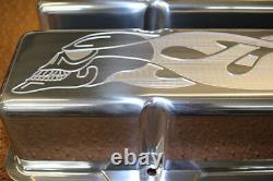 Chevrolet Skull Flames SB TALL Valve Covers Breathers PCV Chevy 350 383 400 283