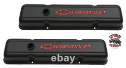 Chevy 283 327 305 350 400 small block SHORT valve cover kit BOWTIE BLACK STEEL