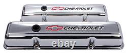 Chevy 283 327 305 350 400 small block short valve cover kit BOWTIE CHROME STEEL