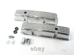 Chevy 327 350 383 Tall Finned Aluminum Valve Covers Polished E41001P