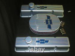 Chevy Small Block Bow Tie Finned Tall Aluminum Valve Covers Only No Paint