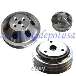 Chevy Small Block Pulley Kit 3V Long Water Pump SBC 283 327 350 400 LWP V-Belt
