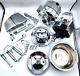 Chevy Small Block SBC Complete Chrome Steel Pulley, Bracket & Pump Kit Long Pump