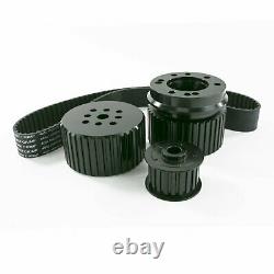 Chevy Small Block SBC Long Water Pump Gilmer Style Pulley Kit (BLACK)