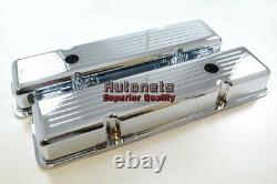 Chrome Aluminum SBC Small Block Chevy Valve Cover Ball Mill Short Stock 350 400