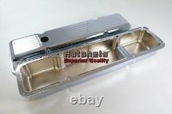 Chrome Aluminum SBC Small Block Chevy Valve Cover Ball Mill Short Stock 350 400