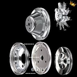 Chrome Small Block Chevy 5 Pulley Set For SBC 283 327 350 383 400 swp