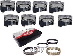 Coated Skirt Hypereutectic Flat Top Pistons with Rings for Chevrolet SBC 350 5.7L